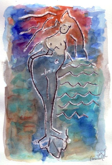 Aquarelles - Peintures - Femmes - Sirènes - eaux