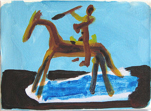 Chevaux et Cavaliers - Petit cavalier de la cosmogonie N° 1 - Peintures - Acryliques - Animal - Animaux - Cheval - Hommes - Lances