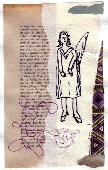 Femmes - 2012 - L'ange - Collages - Papiers collés - Techniques mixtes - Tissus