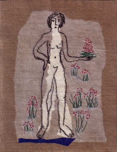 Femmes - 2012 - Nu aux fruits rouges - Peintures - Collages - Papiers collés - Techniques mixtes