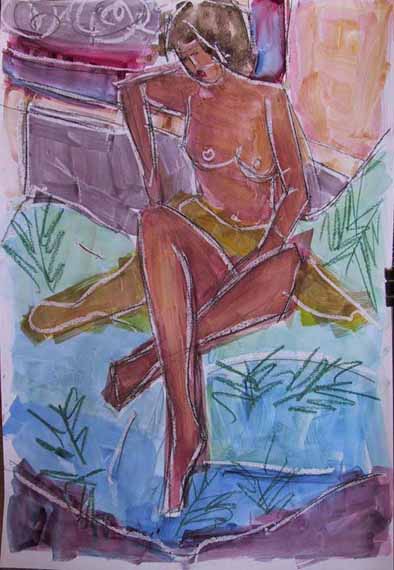 Centaurée - Peintures - Aquarelles - Femmes - Nus - Nues