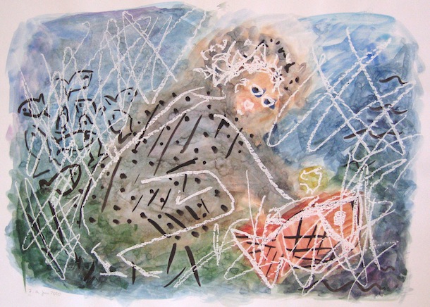 Homme et Poisson - Peintures - Hommes - Animal - Aquarelles - Animaux - Faunes