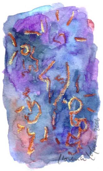 Aquarelle, dessin, papier, Nuit