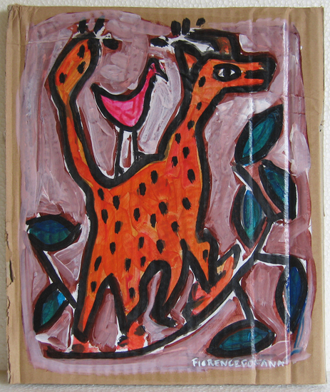 Jungle Fever - Animal imaginaire - Orange - Carton ondulé - Peinture 